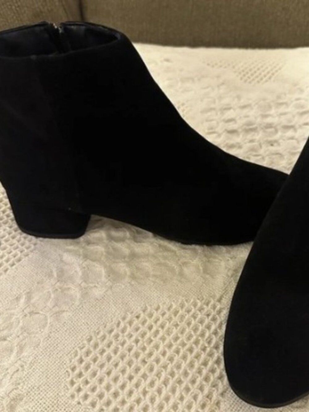 Dune London Pippie Booties Black Suede like Ankle Booties with Low Block Heel